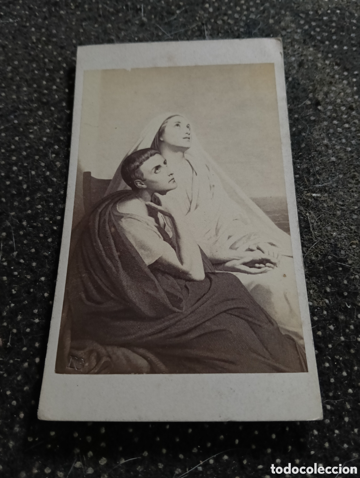 Fotograf&iacute;a antigua: 1865-1910 Fotograf&iacute;a Victoriana en cart&oacute;n de San Agust&iacute;n y su madre Santa M&oacute;nica de la &eacute;poca mide 11