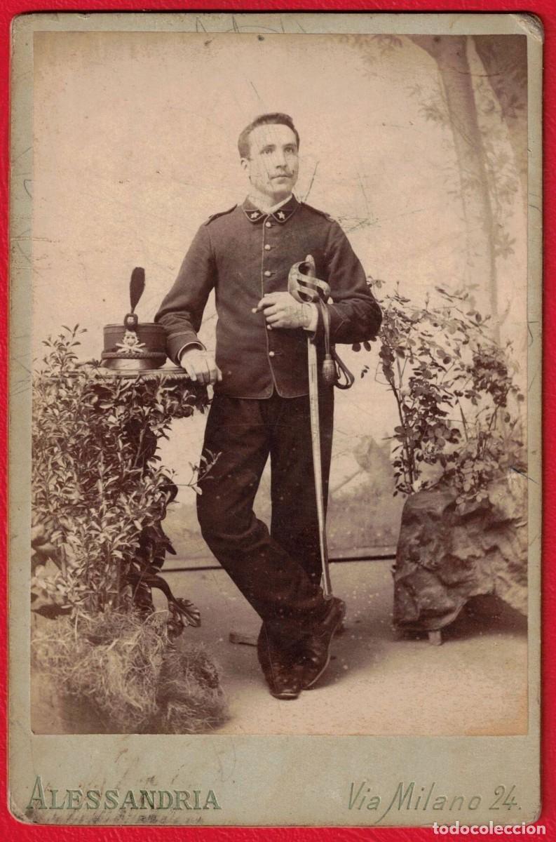 Fotograf&iacute;a antigua: Fotografia Alessandrina, Via Milano Alessandria Italia Soldado espa&ntilde;ol en ejercito italiano Cabinet