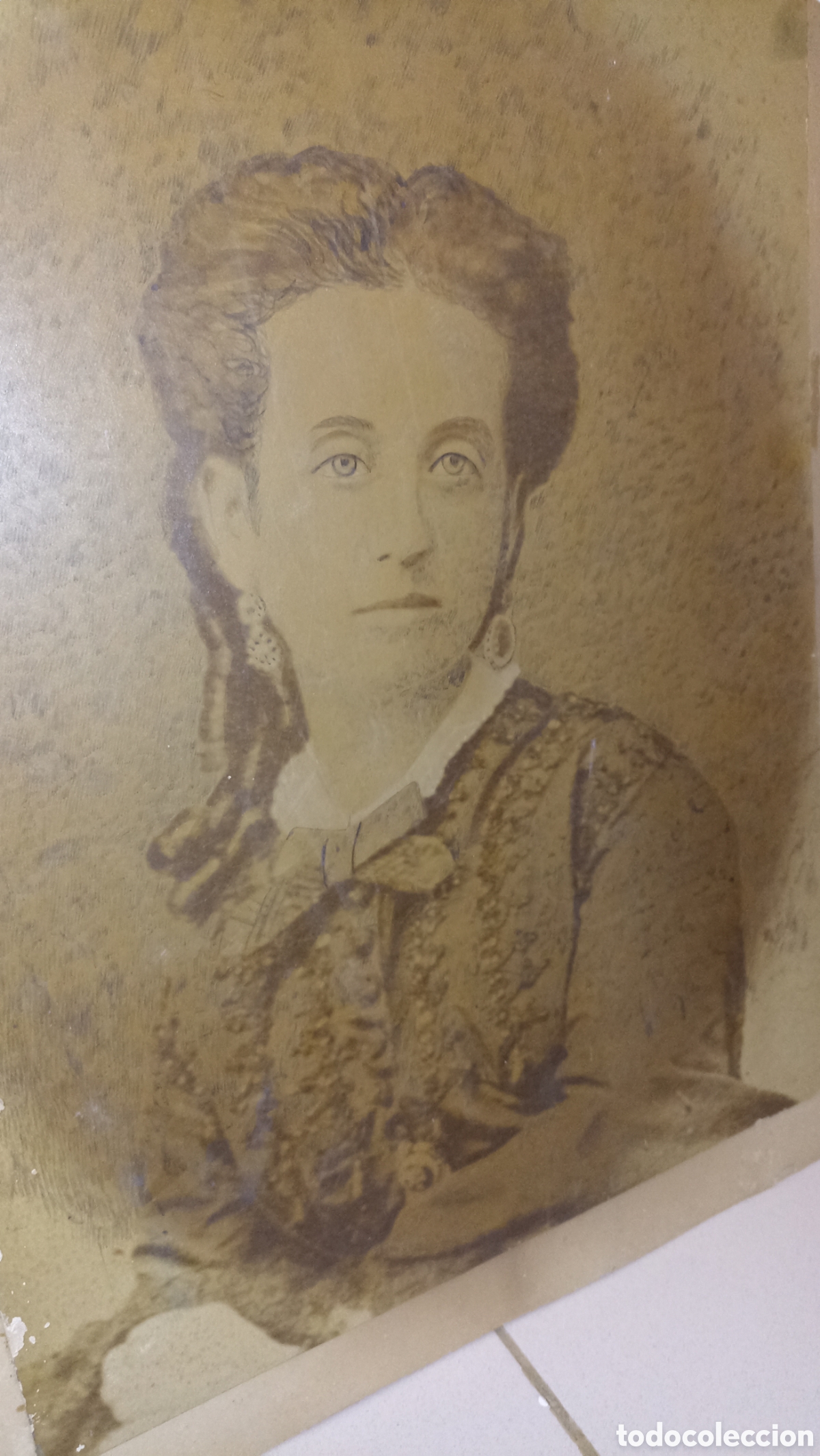 Fotograf&iacute;a antigua: Gran Retrato Fotogr&aacute;fico Antiguo de Dama &ndash; Siglo XIX / Principios S. XX &ndash; Gran Formato (43x58 cm) &ndash;