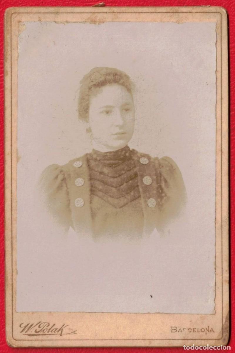Fotograf&iacute;a antigua: Fotografo: W. Polak Ronda San Antonio 46 - Dama Modernista Barcelona Circa 1890 Albumina