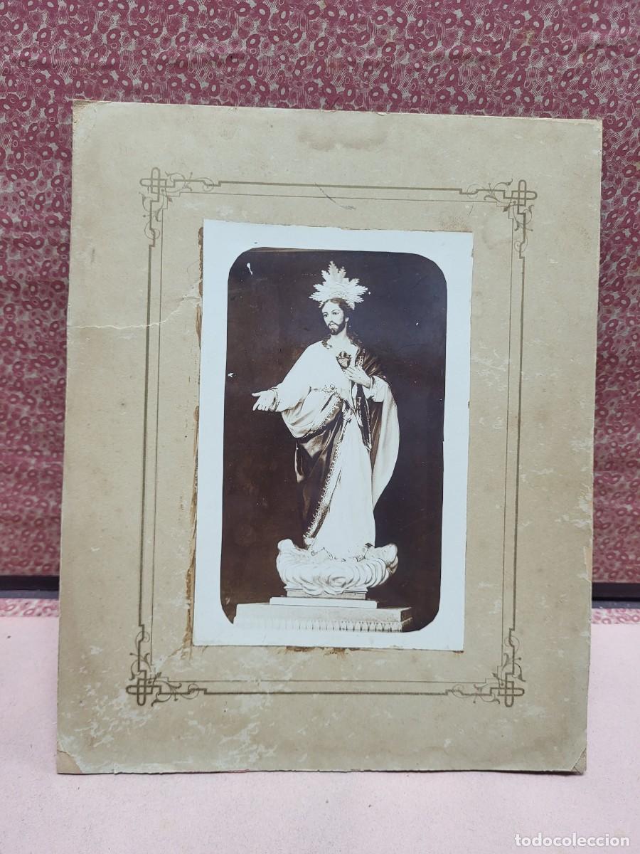 Fotograf&iacute;a antigua: ANTIGUA FOTOGRAFIA ALBUMINA RELIGIOSA IMAGEN SAGRADO CORAZON JESUS