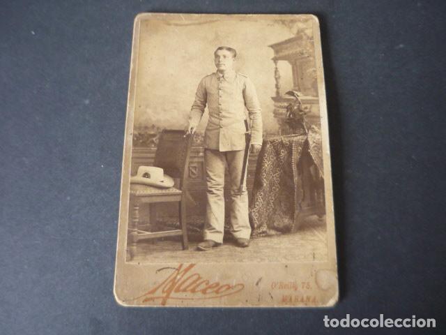 Fotograf&iacute;a antigua: GUERRA DE CUBA RETRATO DE SOLDADO MACEO FOTOGRAFO LA HABANA 11 X 16,5 CM