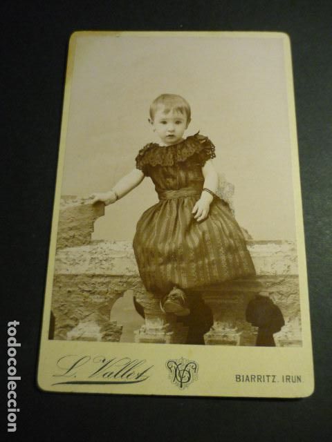 Fotograf&iacute;a antigua: IRUN GUIPUZCOA RETRATO DE NI&Ntilde;A L. VALLET FOTOGRAFO 10,5 X 16,5 CM