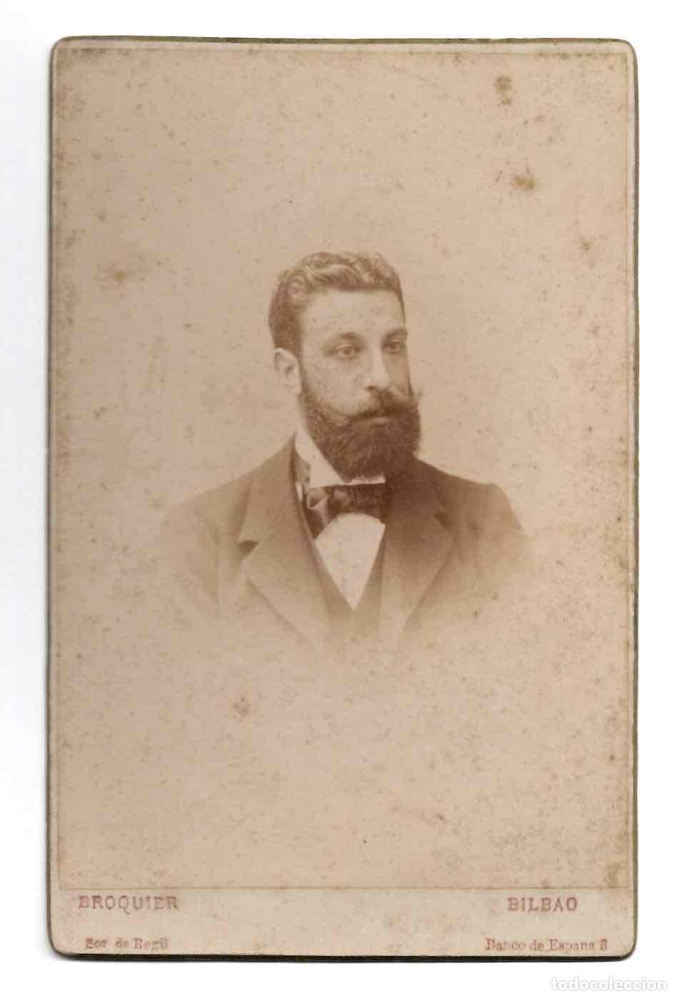 Fotograf&iacute;a antigua: FOTOGRAFIA ALBUMINA RETRATO MASCULINO. BROQUIER, BILBAO. SIGLO XIX