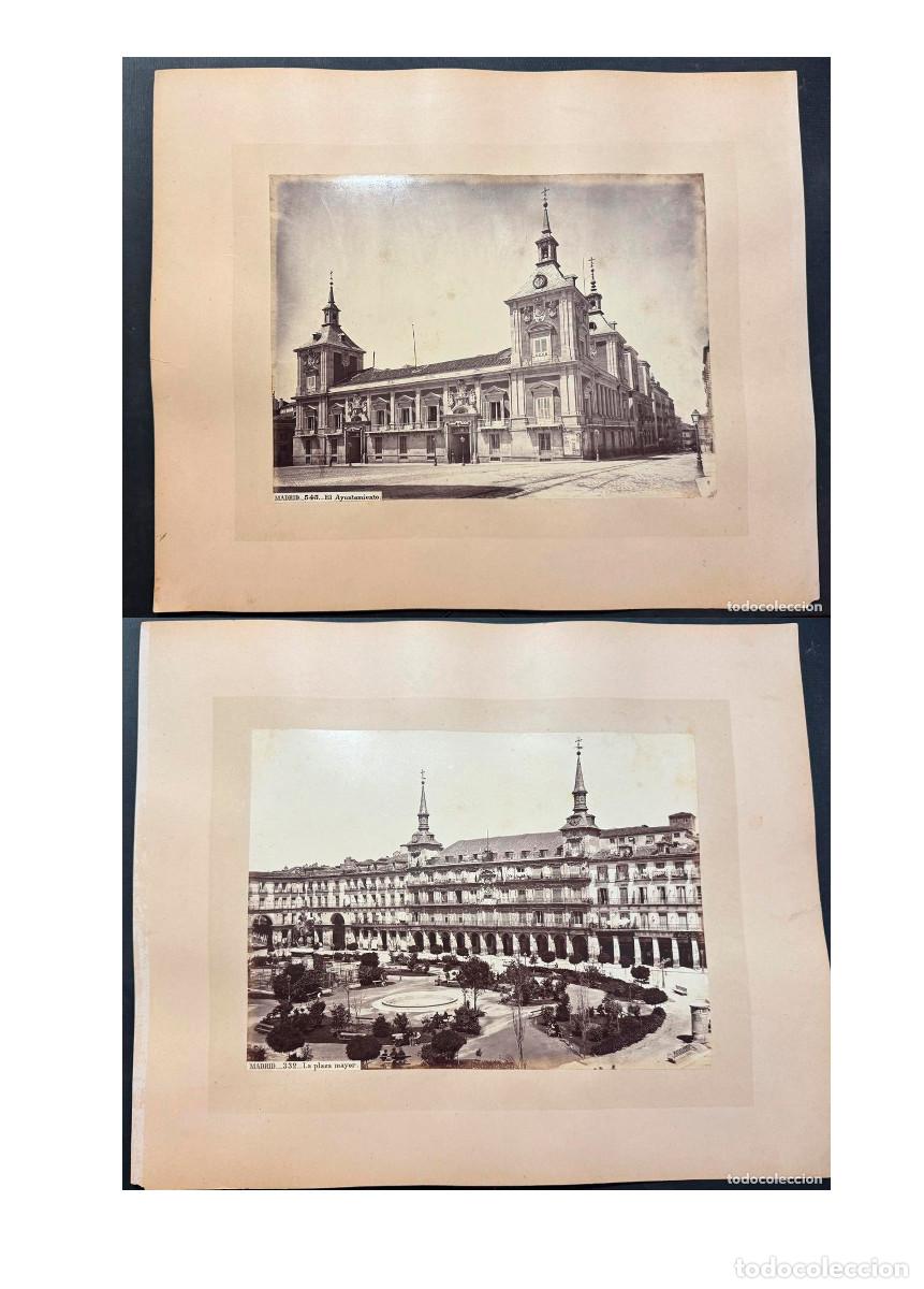 Fotograf&iacute;a antigua: MADRID.- AYUNTAMIENTO Y PLAZA MAYOR. 34,5X25,5 LAURENT. ALB&Uacute;MINA A DOS CARAS.