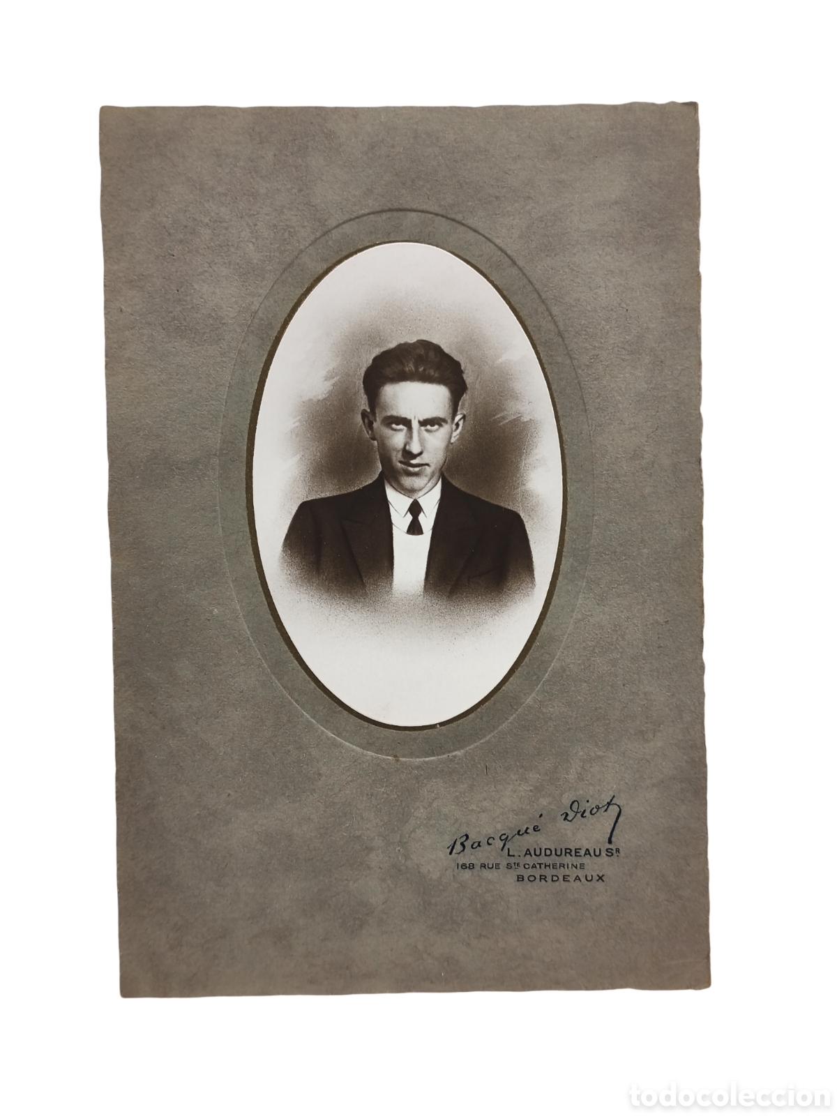 Fotograf&iacute;a antigua: RETRATO DE JOVEN - ESTUDIO L. AUDUREAU (BORDEAUX) - BACQU&Eacute; DIOT