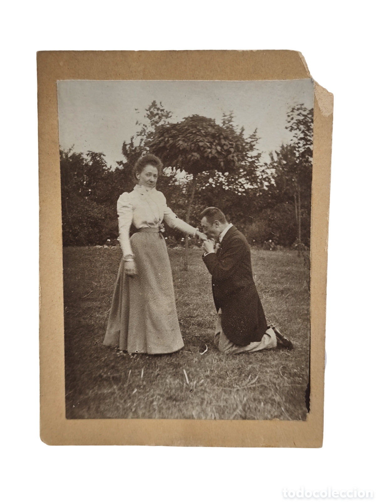 Fotograf&iacute;a antigua: ESCENA DE GALANTEO EN EXTERIOR - RETRATO COSTUMBRISTA - C. 1900