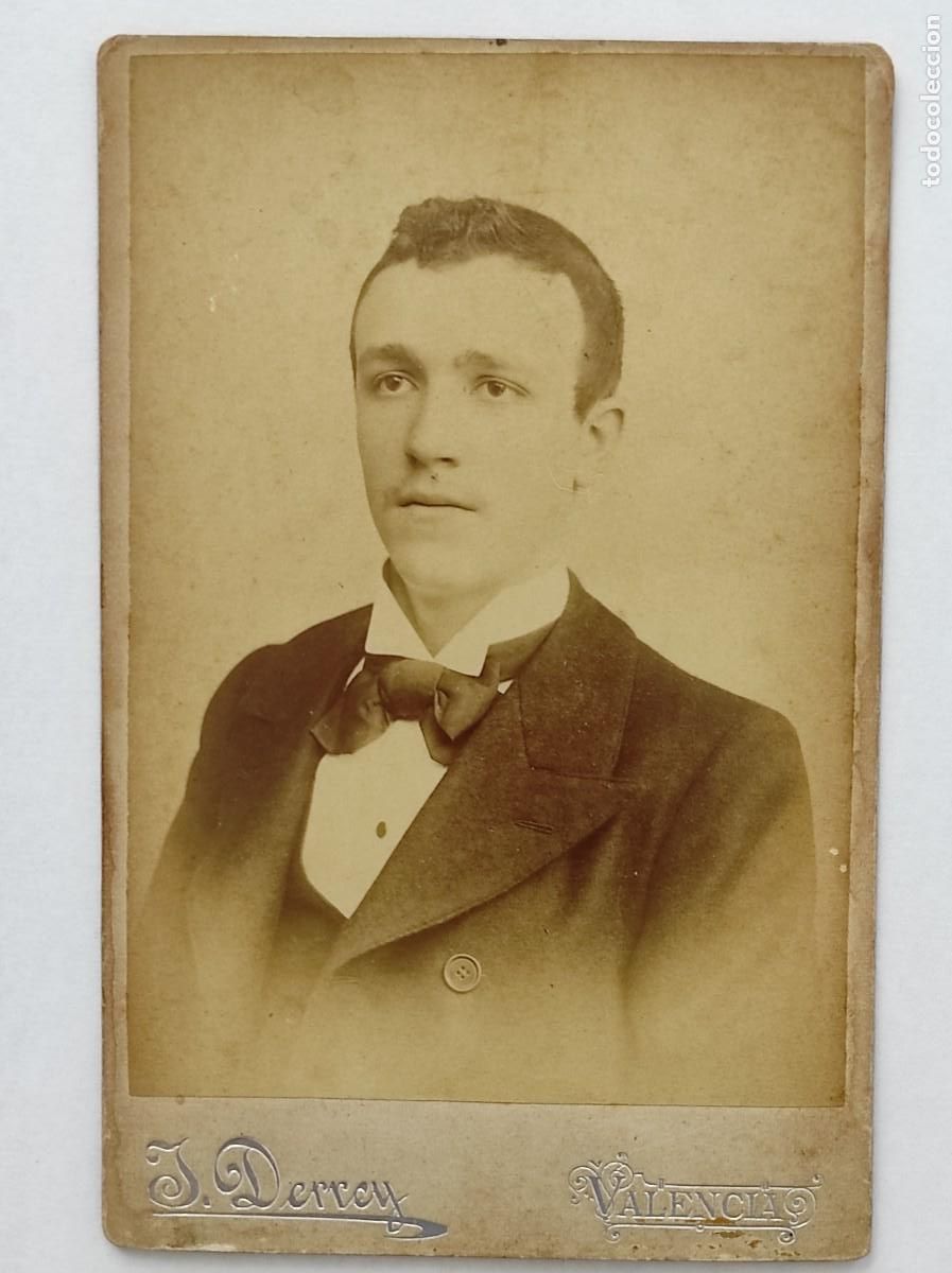 Fotograf&iacute;a antigua: RETRATO DE UN JOVEN - FOT&Oacute;GRAFO JULIO DERREY, VALENCIA