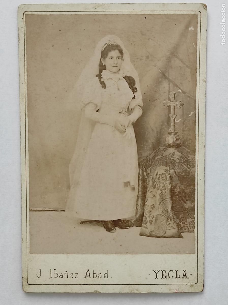 Fotograf&iacute;a antigua: RETRATO DE UNA JOVEN DE COMUNI&Oacute;N - FOT&Oacute;GRAFO JUAN IB&Aacute;&Ntilde;EZ ABAD, YECLA (MURCIA)