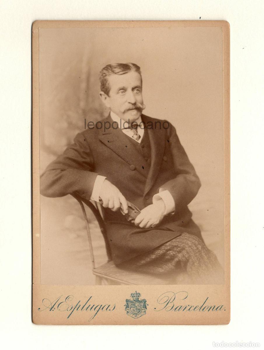 Fotograf&iacute;a antigua: Leopoldo Cano (1844-1934) Escritor, realismo literario, 1890's. Foto: Antoni Esplugas. 10,5x16,5cm.
