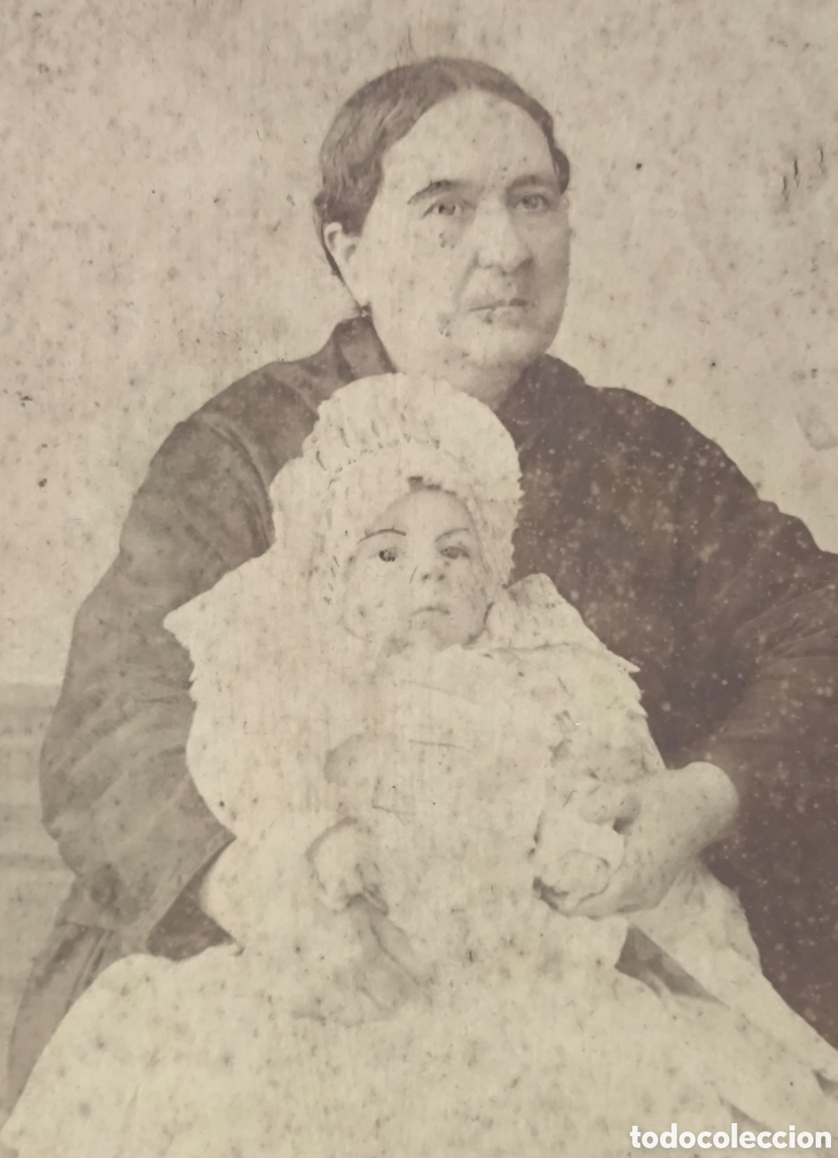 Fotograf&iacute;a antigua: FOTOGRAF&Iacute;A RETRATO DE ESTUDIO ABUELA Y NIETO FOT&Oacute;GRAFO MANUEL POL CADIZ C. 1900