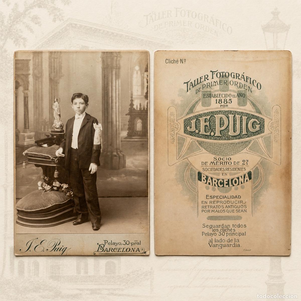 Fotograf&iacute;a antigua: ⚜️ &Ntilde;03X04. Antigua Foto Alb&uacute;mina Tarjeta Gabinete Primera Comuni&oacute;n J.E. Puig Barcelona Siglo XIX