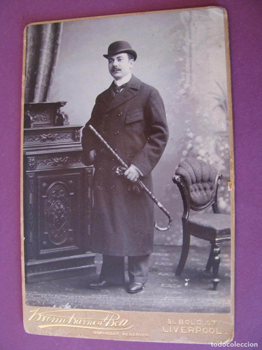 Fotograf&iacute;a antigua: FOTO DE UN CABALLERO. BROWN BARNES BELL PHOTOGRAPHERS LIVERPOOL. 16,5X10,5 CM