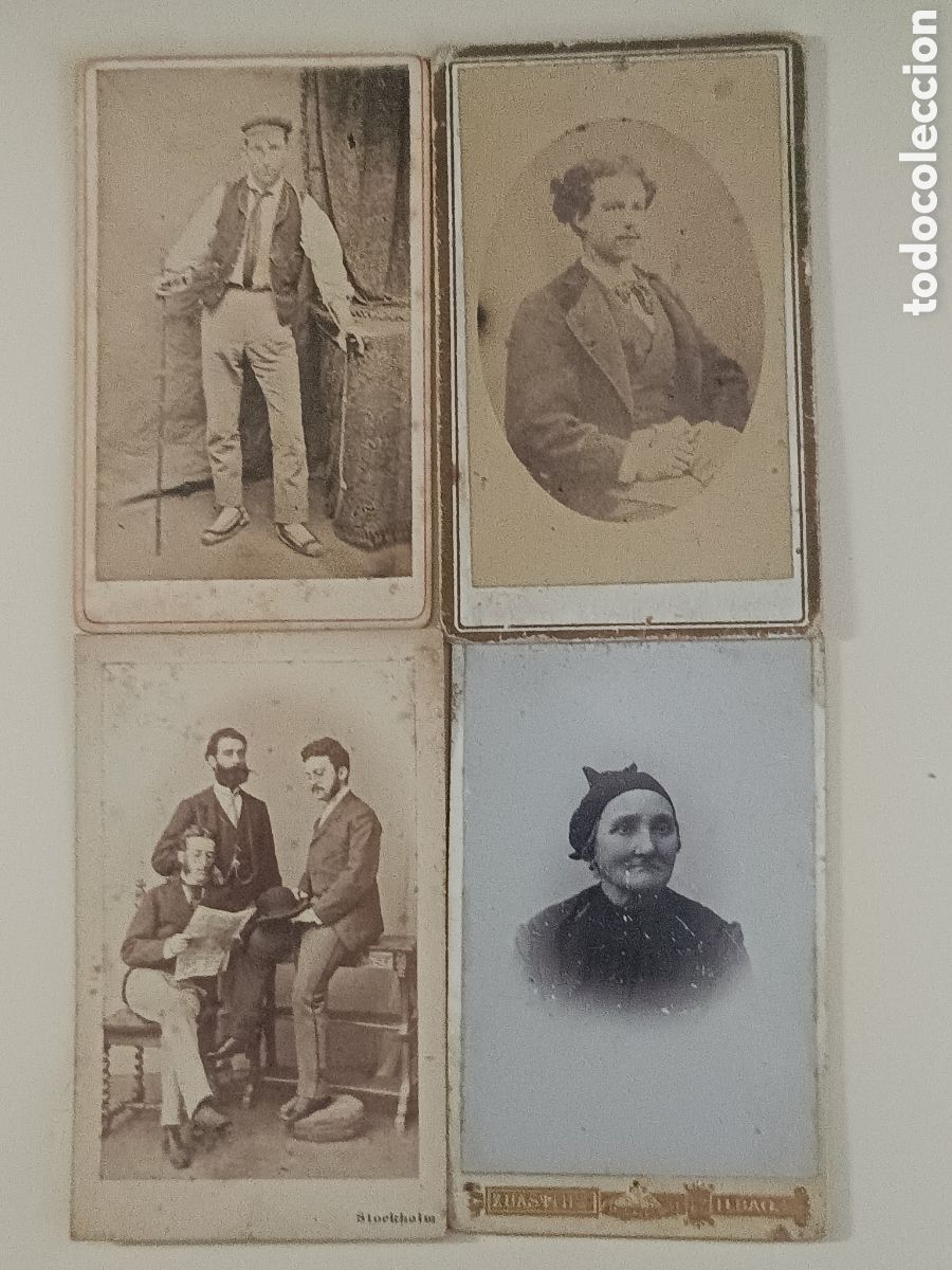 Fotograf&iacute;a antigua: LOTE 4 FOTOGRAF&Iacute;AS ANTIGUAS CDV S. XIX (Bilbao Zuasti, Estocolmo y tipos populares ca. 1870-1890.