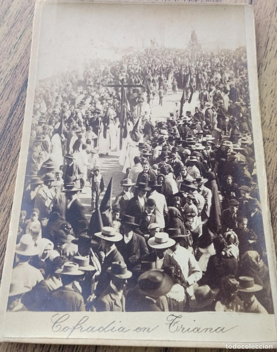 Fotograf&iacute;a antigua: SEMANA SANTA SEVILLA, SIGLO XIX, COFRAD&Iacute;A DE LA ESPERANZA DE TRIANA, 12X16 CMS