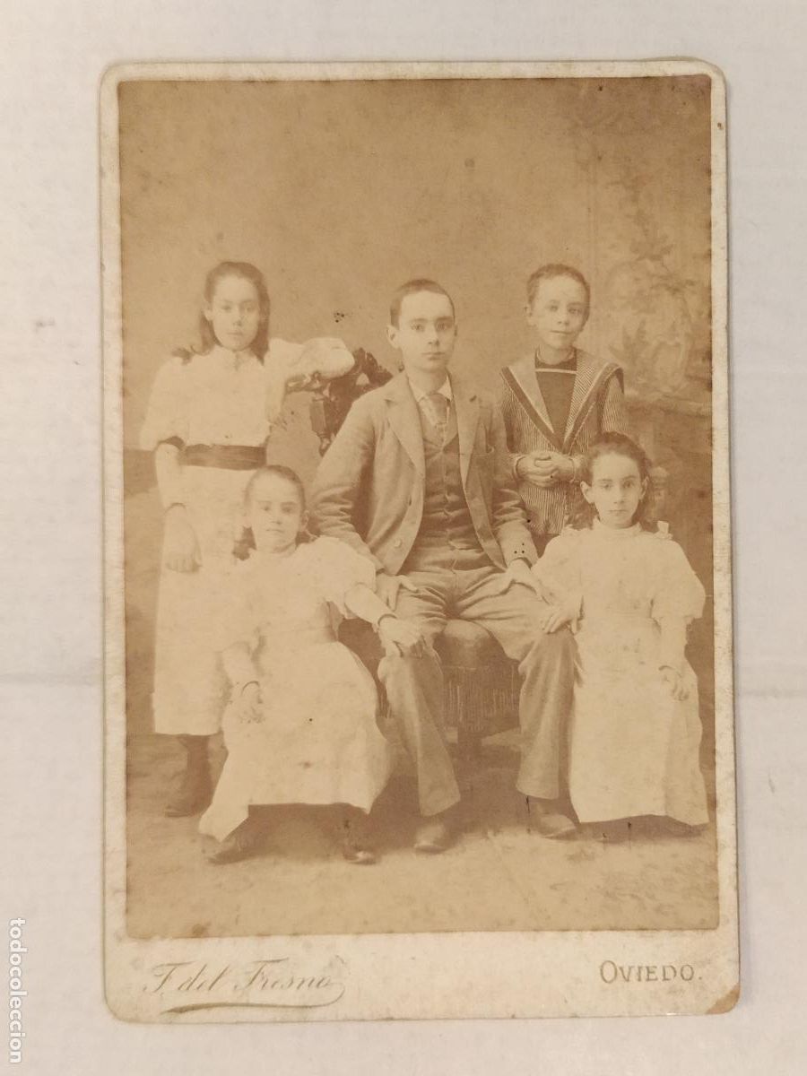 Fotograf&iacute;a antigua: OVIEDO - FOTOGRAFO FERNANDO DEL FRESNO - NI&Ntilde;OS HERMANOS - FOTOGRAFIA ANTIGUA