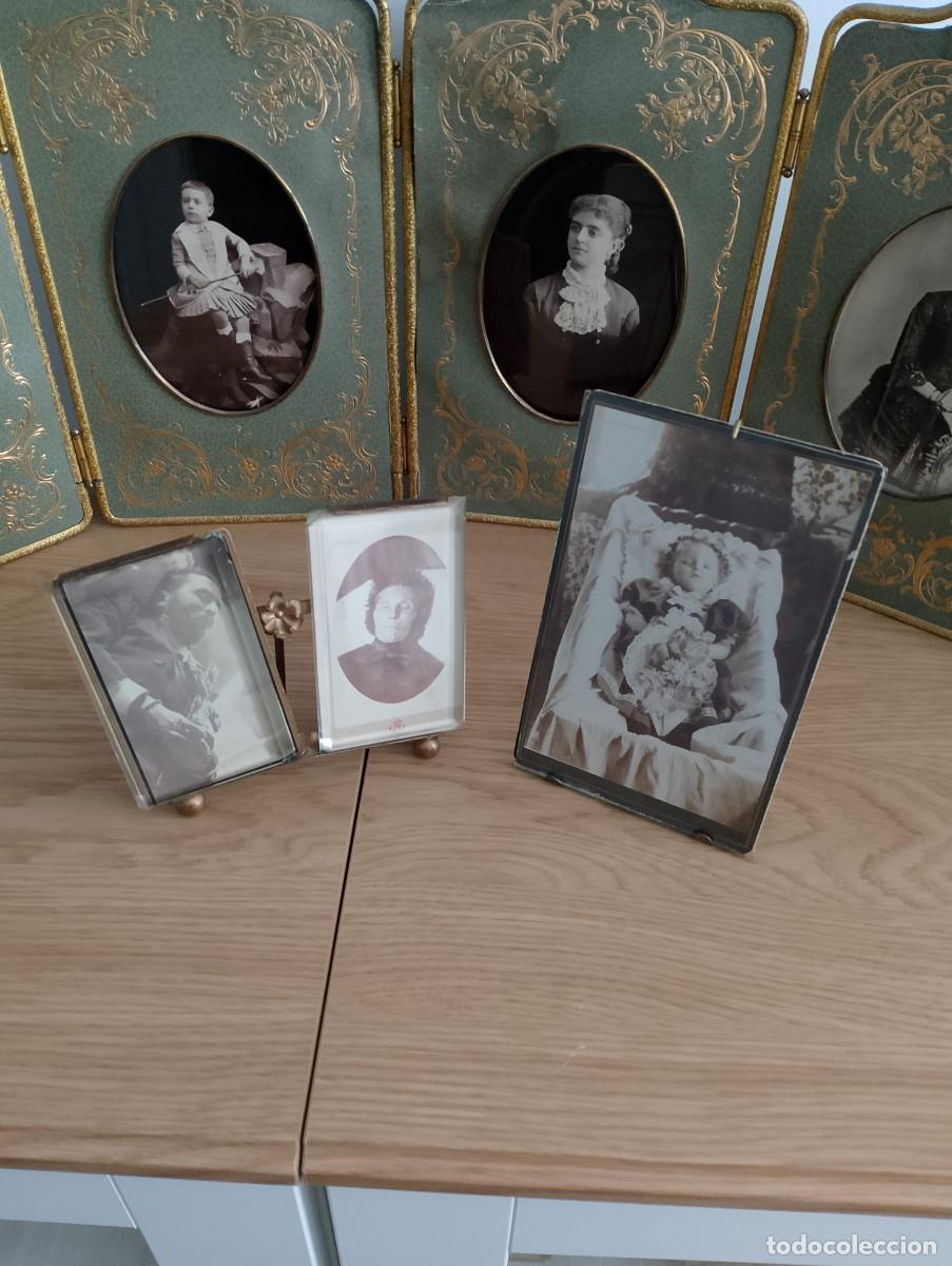 Fotografia antiga: Fotograf&iacute;a antigua, tres fotograf&iacute;as post mortem alb&uacute;mina formato tarjeta de visita XIX