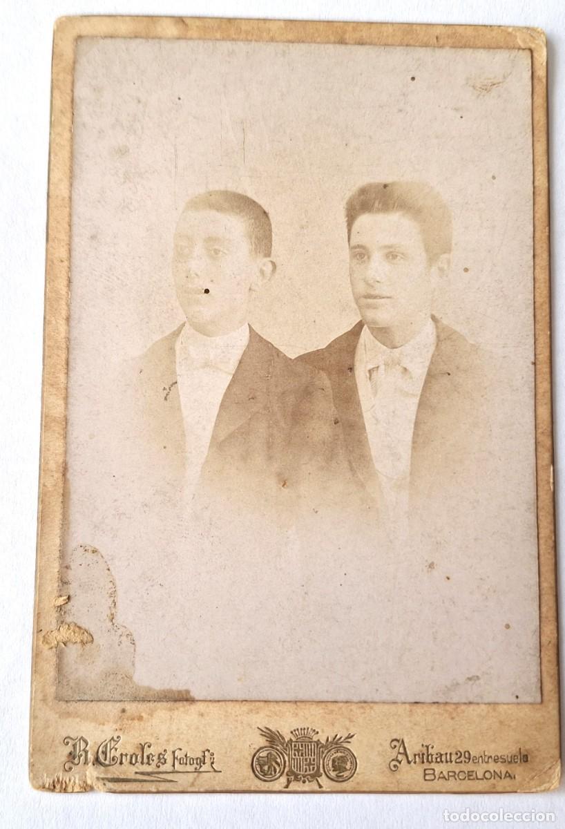 Fotograf&iacute;a antigua: FOTO POSTAL MUY ANTIGUA ALBUMINA - CON CARTON- SIGLO XIX FOTOGRAFIA R. EROLES - HOMBRES