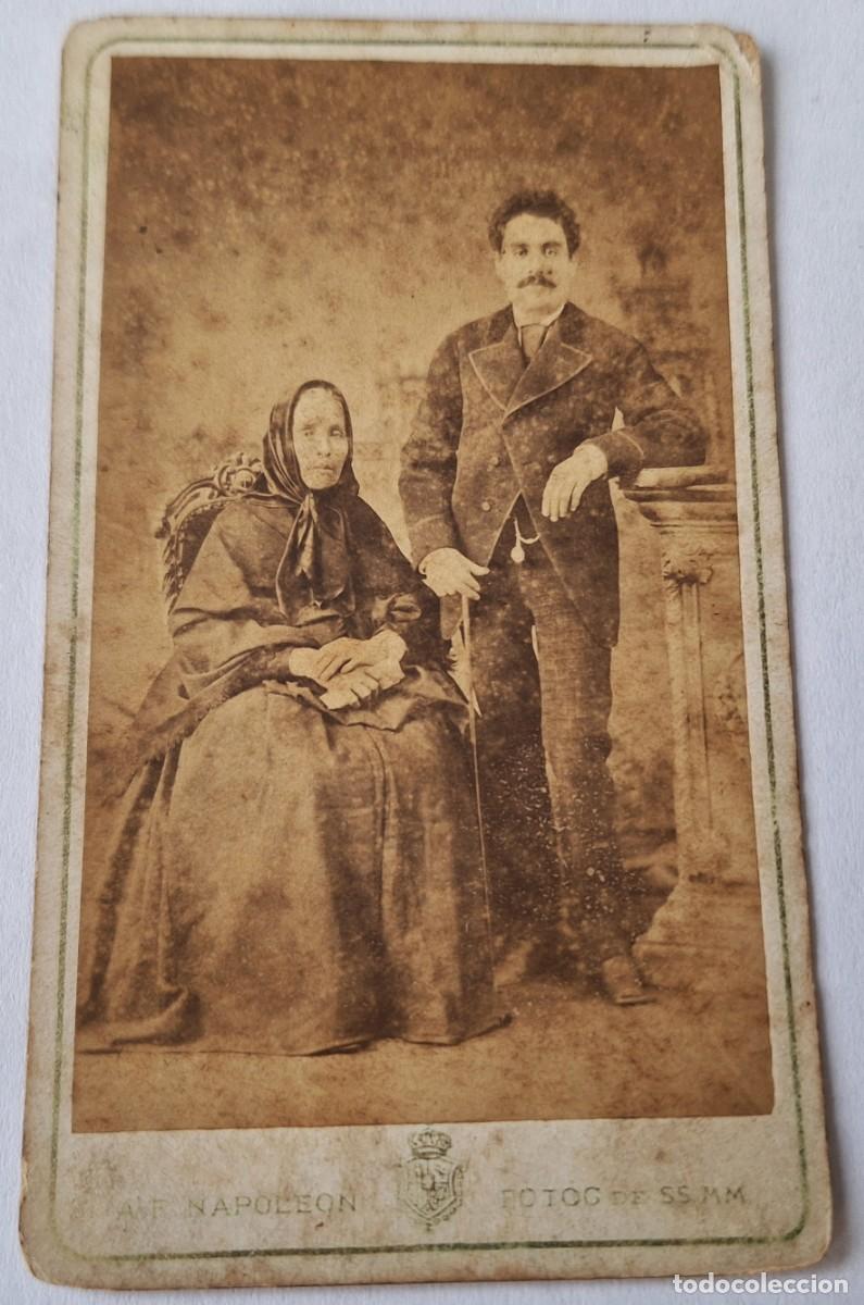 Fotograf&iacute;a antigua: FOTO POSTAL MUY ANTIGUA ALBUMINA - CON CARTON- SIGLO XIX - FOTO ANTONIO NAPOLEON - MADRE E HIJO