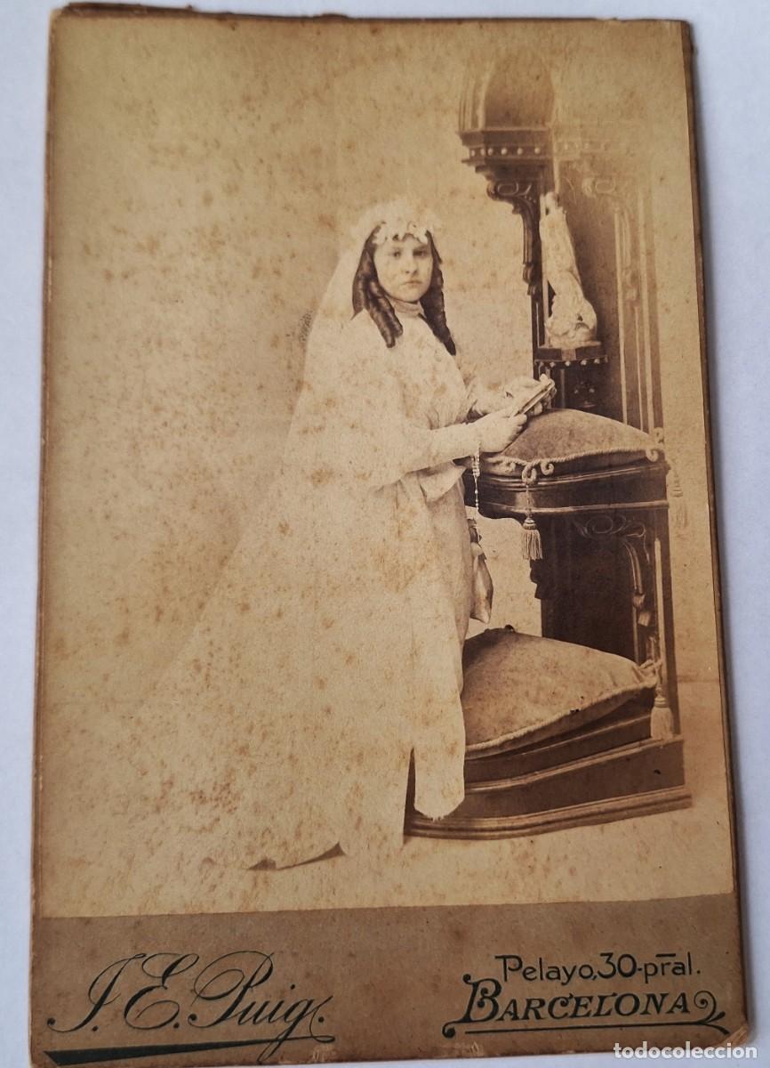 Fotograf&iacute;a antigua: FOTO POSTAL MUY ANTIGUA ALBUMINA (16 X 10) - CON CARTON - SIGLO XIX - FOTO J. E. PUIG - 1&ordf; COMUNI&Oacute;N
