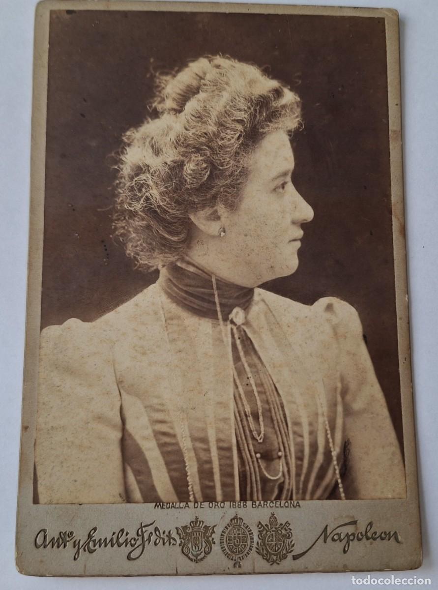 Photographie ancienne: FOTO POSTAL MUY ANTIGUA ALBUMINA (16X11)-CON CARTON-SIGLO XIX - FOTO A. NAPOLEON -SE&Ntilde;ORA DE PERFIL