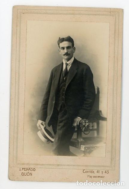 Photographie ancienne: GIJON. ASTURIAS. J. PEINADO. CABALLERO CON SOMBRERO. JOSE DEL FRESNO.