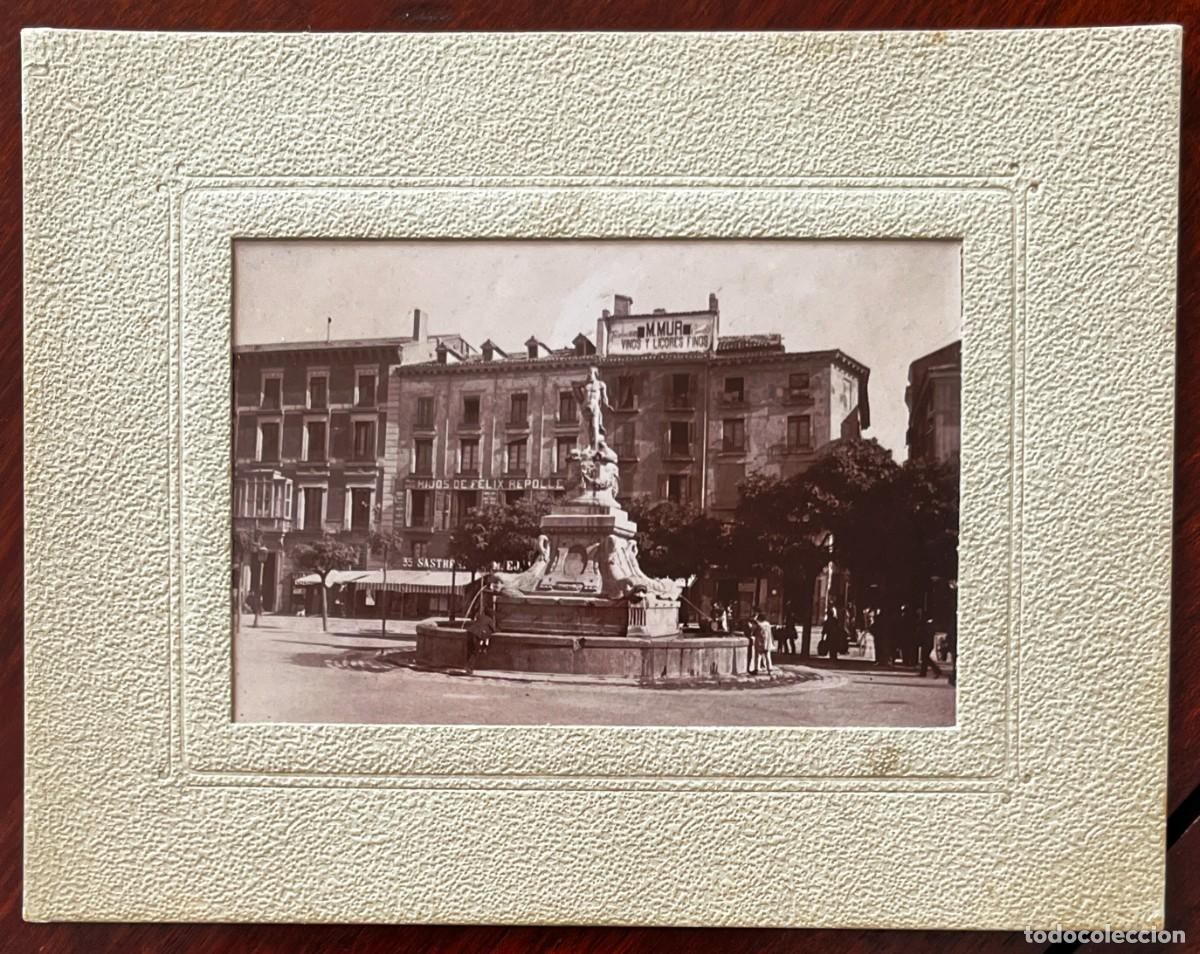 Fotograf&iacute;a antigua: Antigua fotografia albumina de la Plaza de la Constituci&oacute;n de Zaragoza, hoy conocida como Plaza de E