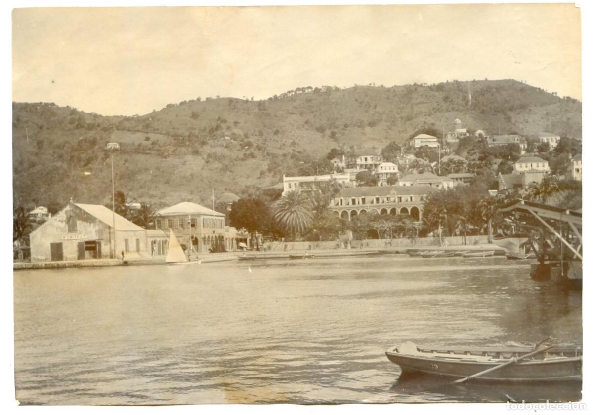 Antique Photography: Saint Thomas, King&acute;s Wharf, U.S. Virgin Islands, circa 1900, Antigua fotograf&iacute;a circa 1900