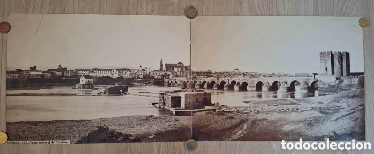 Fotografia antica: Vista general de C&oacute;rdoba n&ordm; 312. Muy rara panor&aacute;mica doble de Jean Laurent