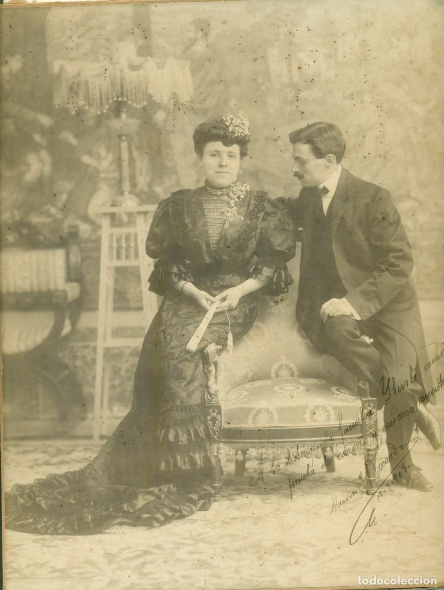Fotograf&iacute;a antigua: RICARDO LEON Y ESPOSA 1907. FOTO DEDICADA AL PIANISTA JOS&Eacute; ITURBI EN 1907. TAMA&Ntilde;O IMPERIAL.