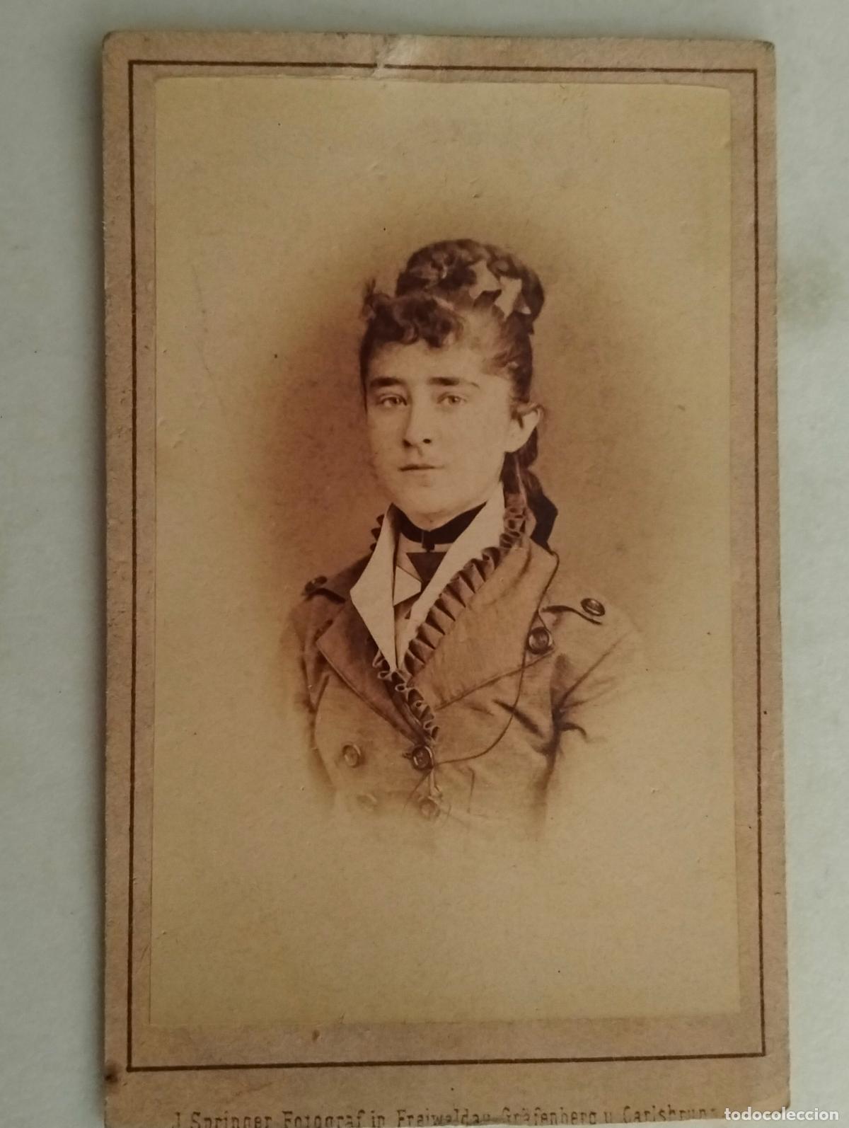 Antique Photography: TARJETA DE VISITA, ESTUDIO J, SPRINGER , FINALES SIGLO XIX, MEDIDAS 6,5 X 10,5 CM, SE&Ntilde;ORA POSANDO