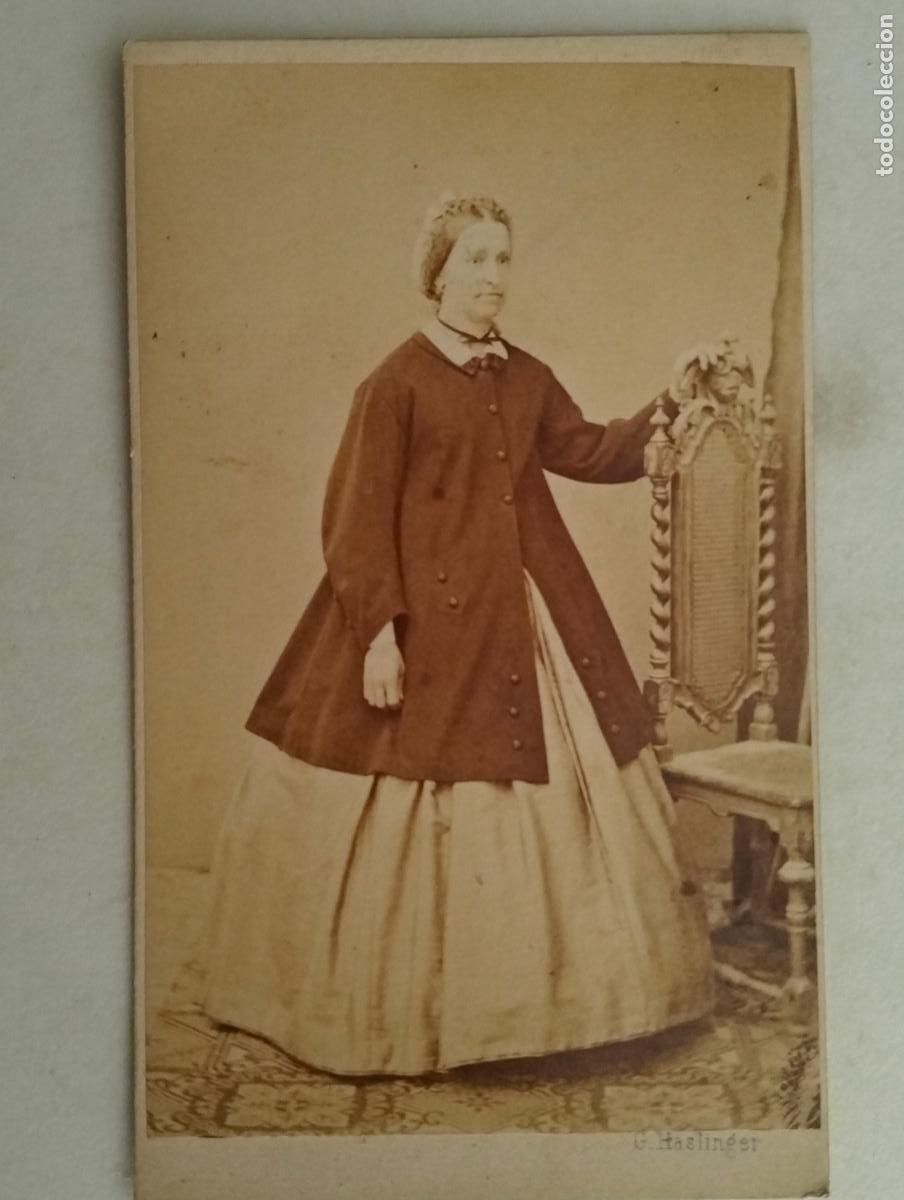 Antique Photography: TARJETA DE VISITA, ESTUDIO G. HASLINGER , FINALES SIGLO XIX, MEDIDAS 6,5 X 10,5 CM, SE&Ntilde;ORA POSANDO