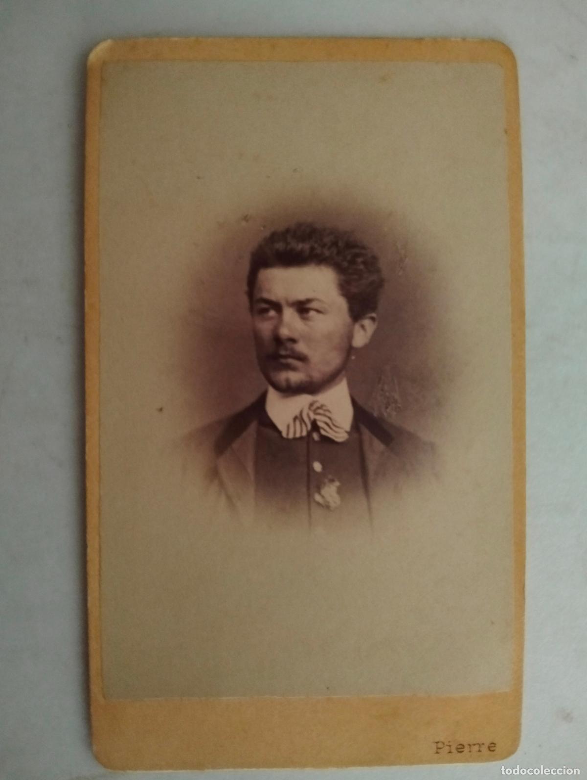 Fotograf&iacute;a antigua: TARJETA DE VISITA, ESTUDIO PIERRE - KESZTHELYEN SIGLO XIX, MEDIDAS 6 X 10,5 CM, SE&Ntilde;OR POSANDO