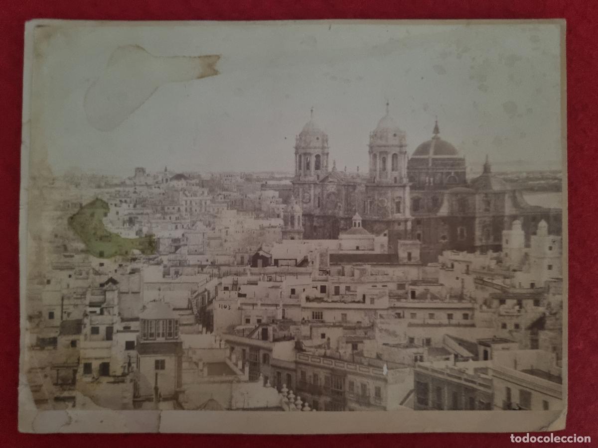 Fotograf&iacute;a antigua: FOTO ALBUMINA VISTA GENERAL DE CADIZ Y SU CATEDRAL ORIGINAL KF1
