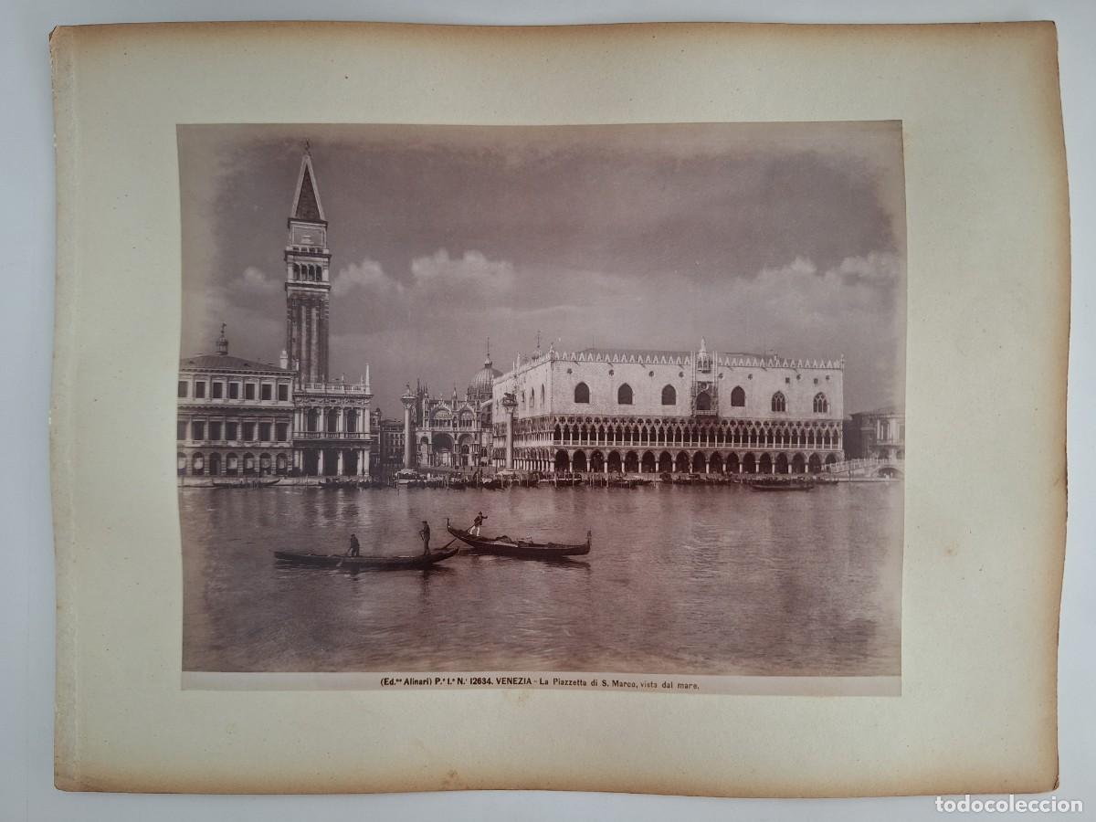 Fotograf&iacute;a antigua: VENECIA 2 FOTOGRAFIAS ALBUMINA SOBRE CARTON PLAZA SAN MARCO REVERSO PALACIO DUCAL SCALA GIGANTI RV