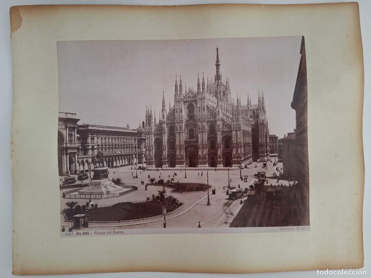 Fotograf&iacute;a antigua: MILANO 2 FOTOGRAFIAS ALBUMINA SOBRE CARTON PIAZZA DEL DUOMO LA ULTIMA CENA LEONARDO DA VINCI RV