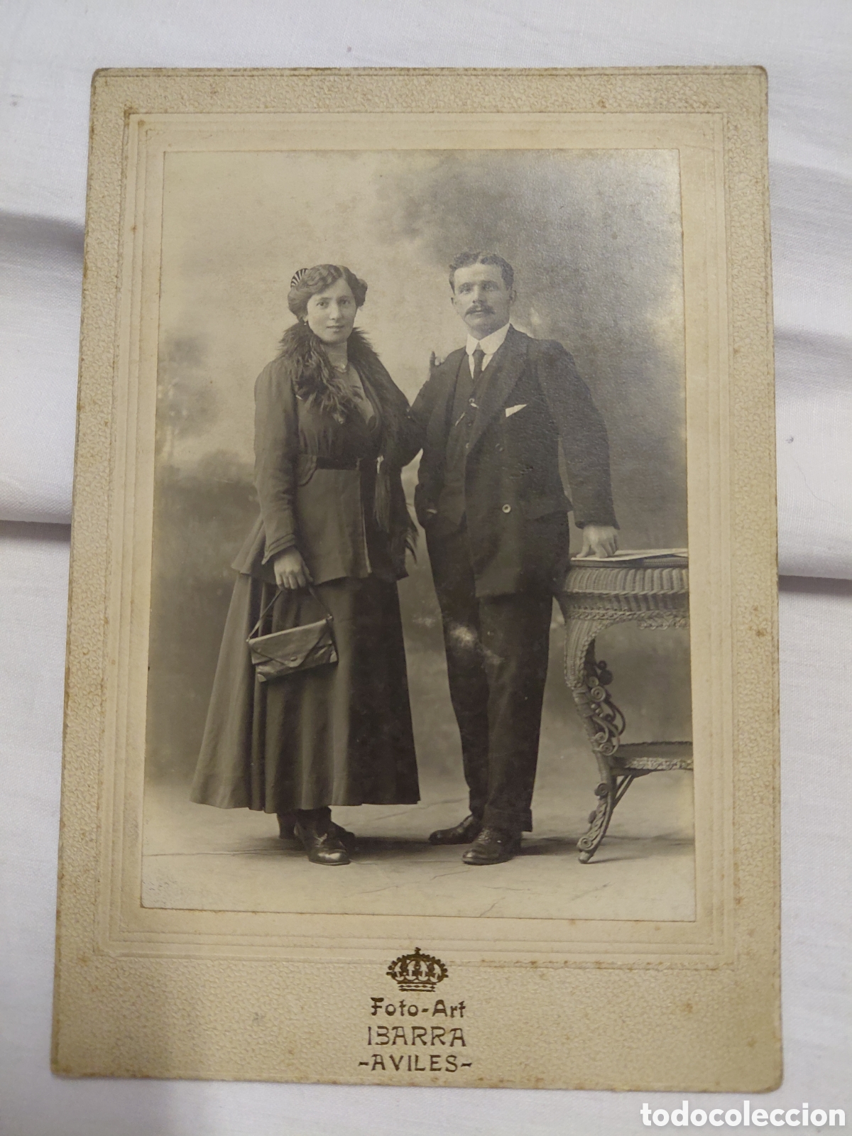 Fotograf&iacute;a antigua: ANTIGUA FOTOGRAFIA PAREJA FOTO-ART IBARRA AVILES ESCRITA POR DETRAS Y FECHADA 1918