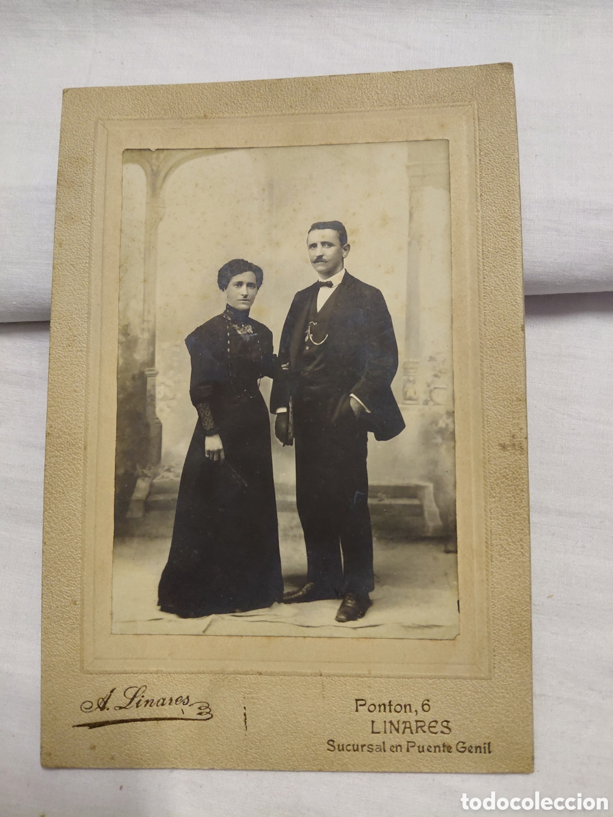 Fotograf&iacute;a antigua: ANTIGUA FOTOGRAFIA PAREJA .FOTOGRAFO A.LINARES PUENTE GENIL