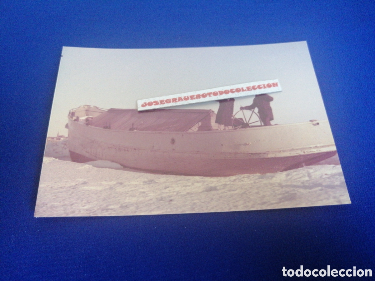 Fotograf&iacute;a antigua: BARCO EN EL HIELO CON MODELOS POSANDO FOTOGRAF&Iacute;A ANTIGUA SIGLO PASADO