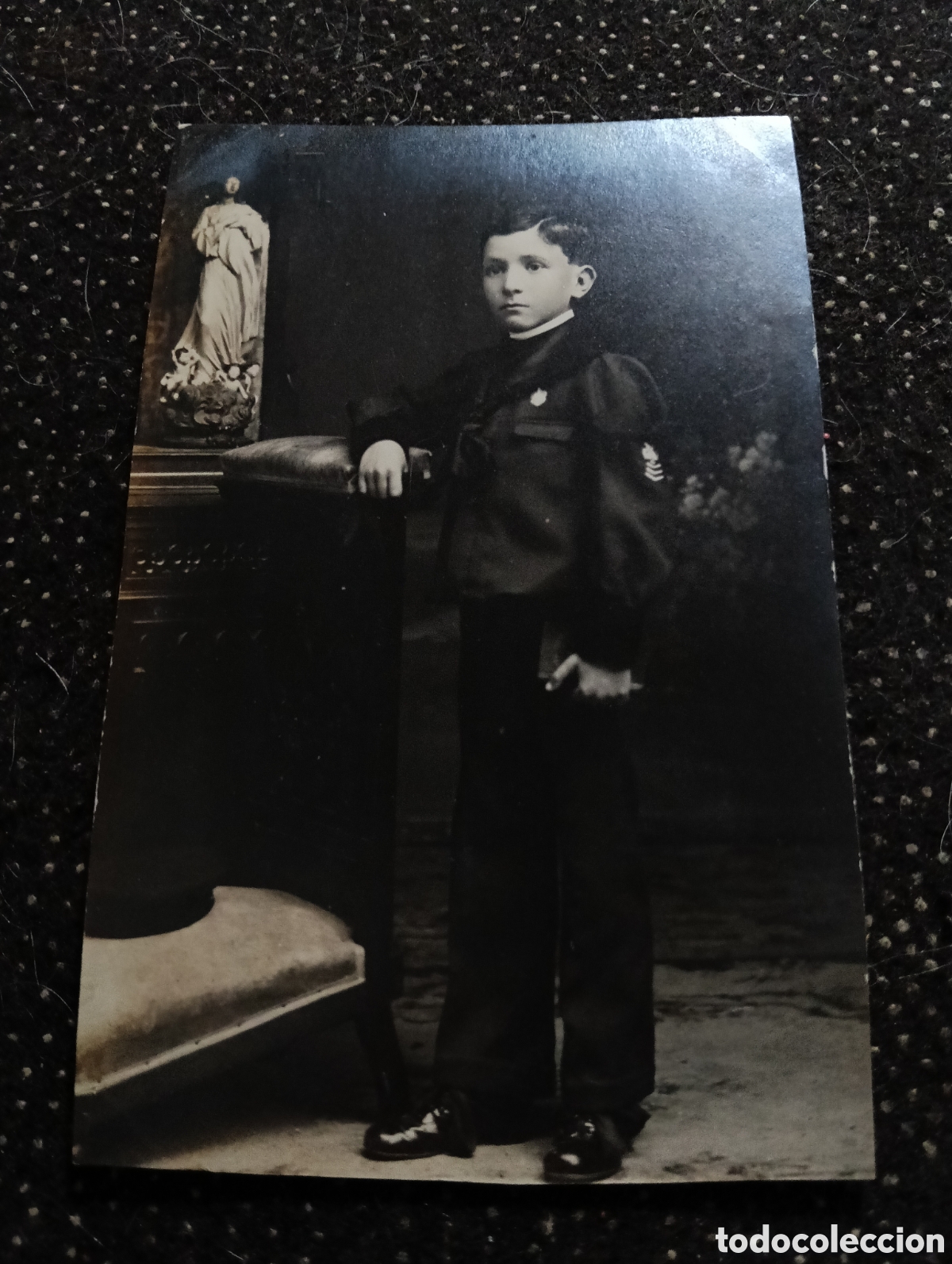 Fotograf&iacute;a antigua: Fotograf&iacute;a de la primera comuni&oacute;n de un ni&ntilde;o a&ntilde;os 20, mide 12 x 7,5 cm