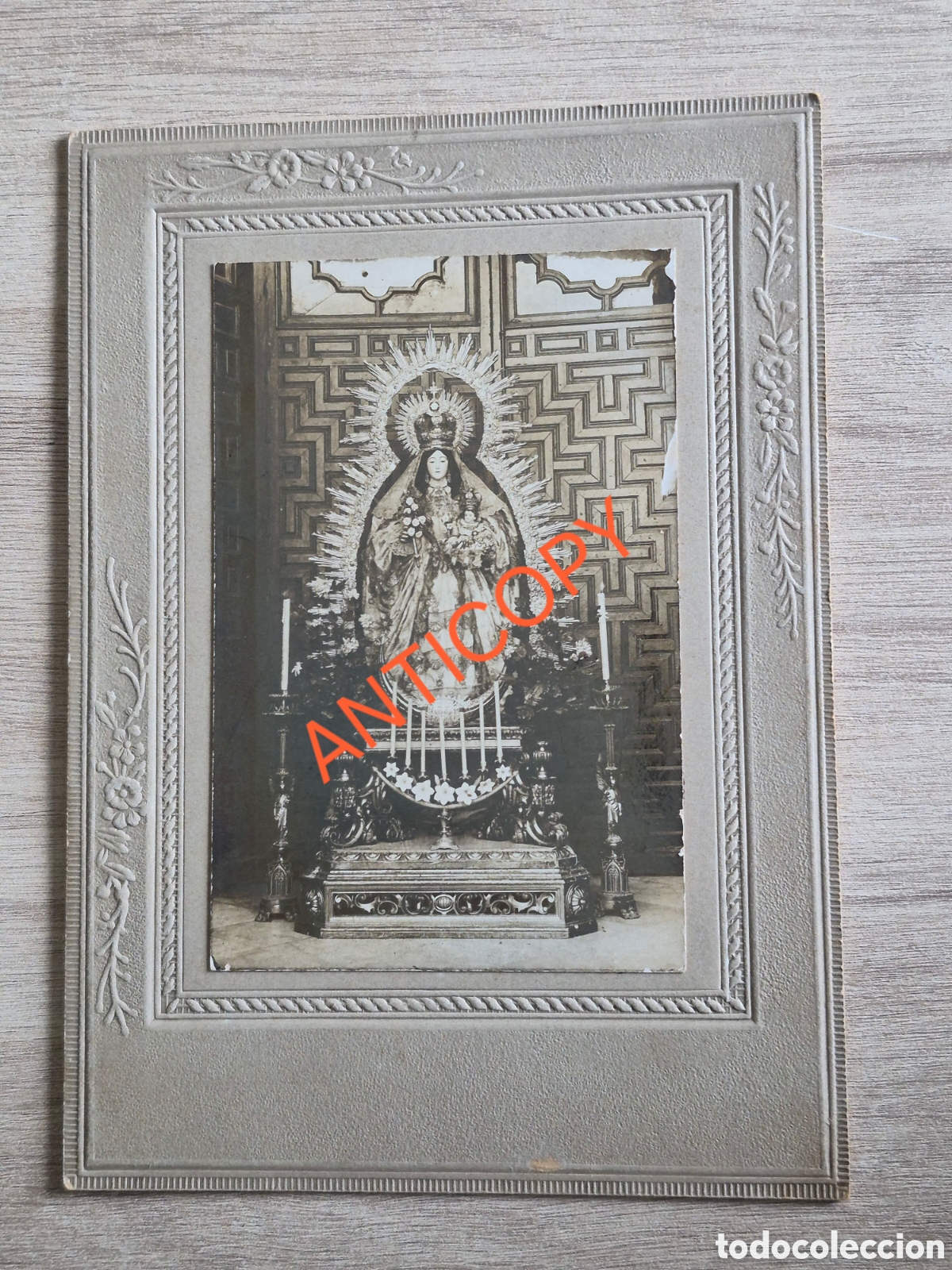 Fotograf&iacute;a antigua: Fotograf&iacute;a Albumina Virgen Nuestra Se&ntilde;ora de la Esperanza Divina Enfermera - San Mart&iacute;n - La Lanzada