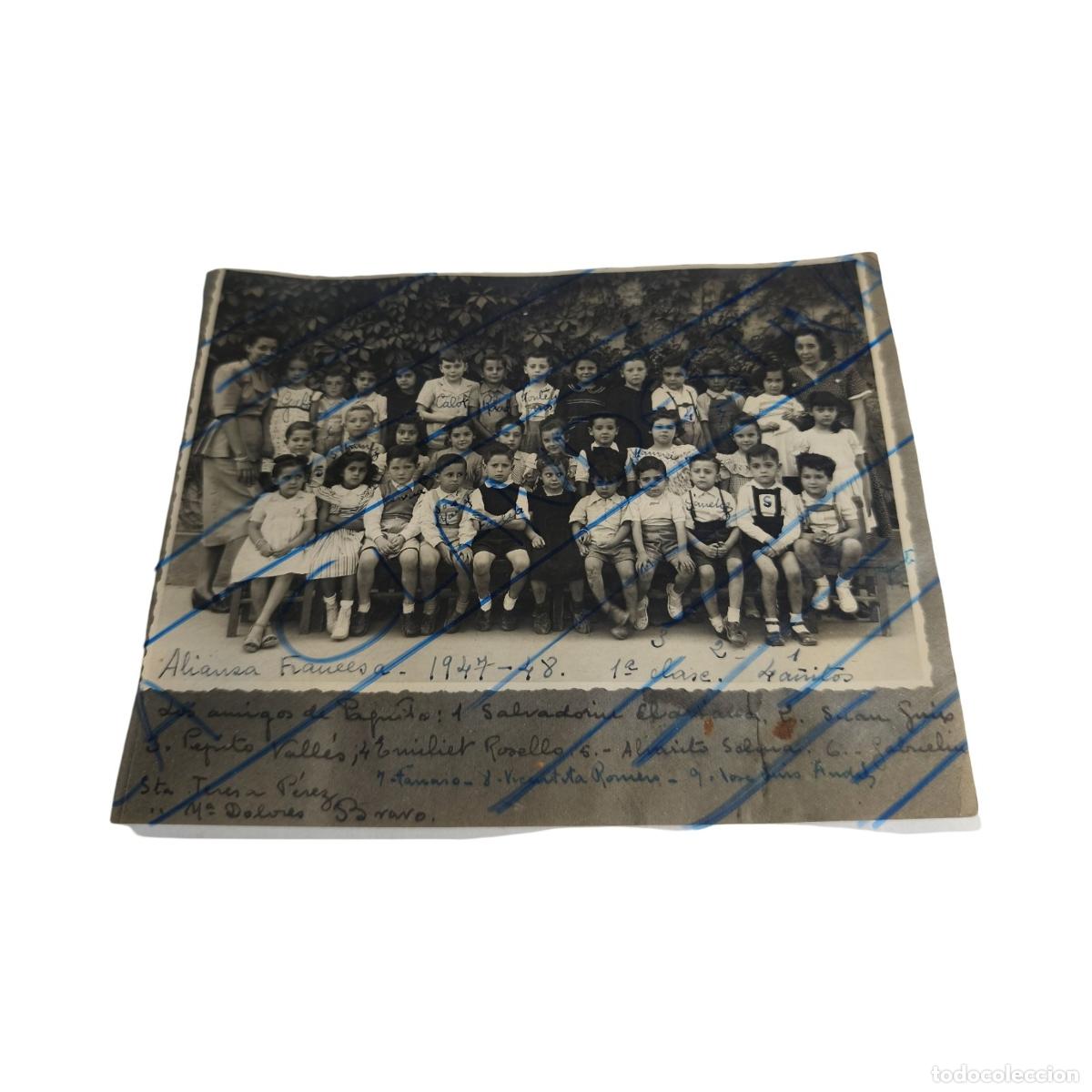 Fotograf&iacute;a antigua: Fotograf&iacute;a Escolar Antigua 1947-1948 - Colegio Alianza Francesa (Valencia) - Retrato De Grupo Ni&ntilde;os