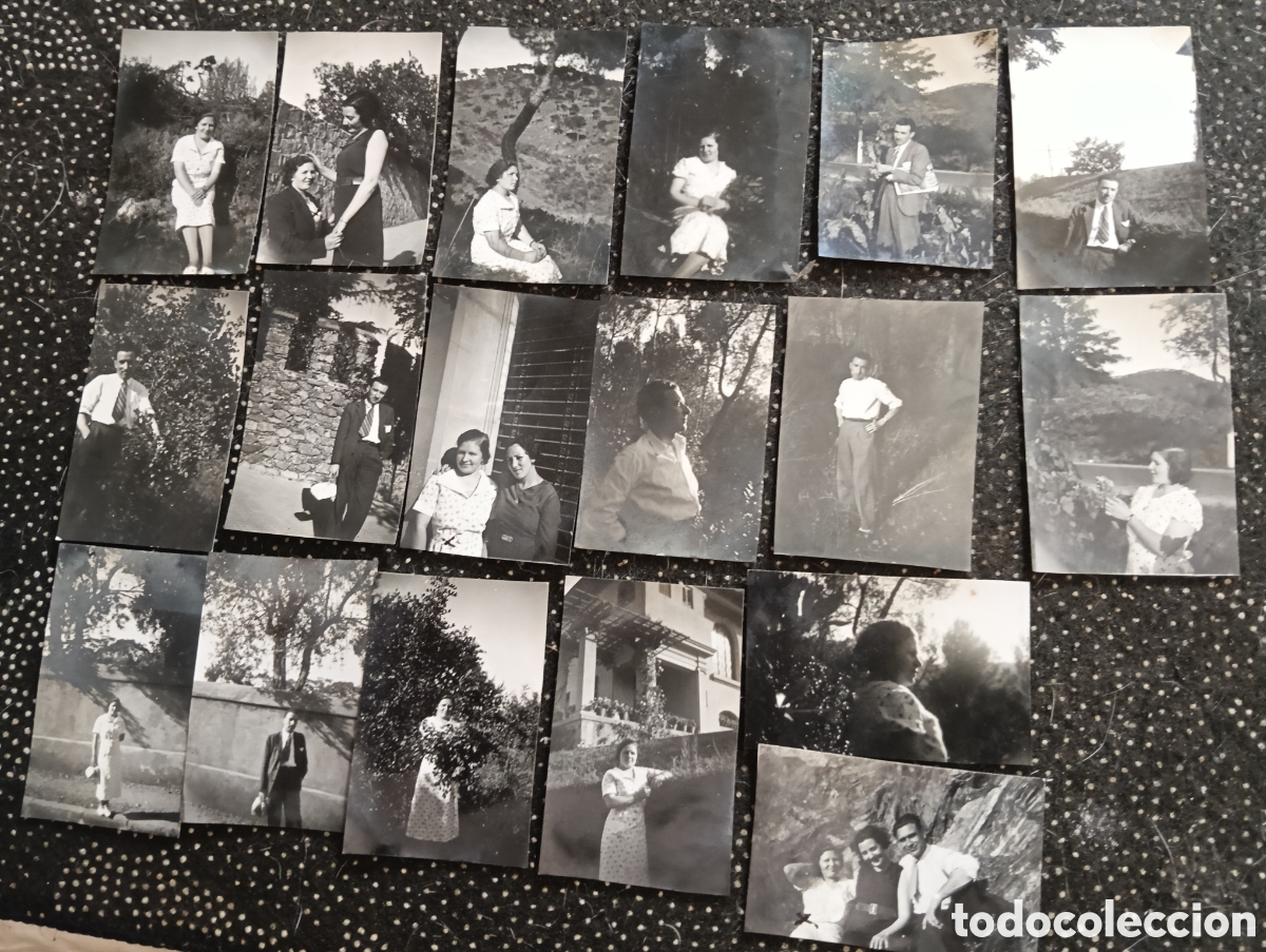 Fotograf&iacute;a antigua: Lote de 18 Fotograf&iacute;as de 1935 las Dos hermanas y el novio de una de ellas, miden 6 x 4 cm.