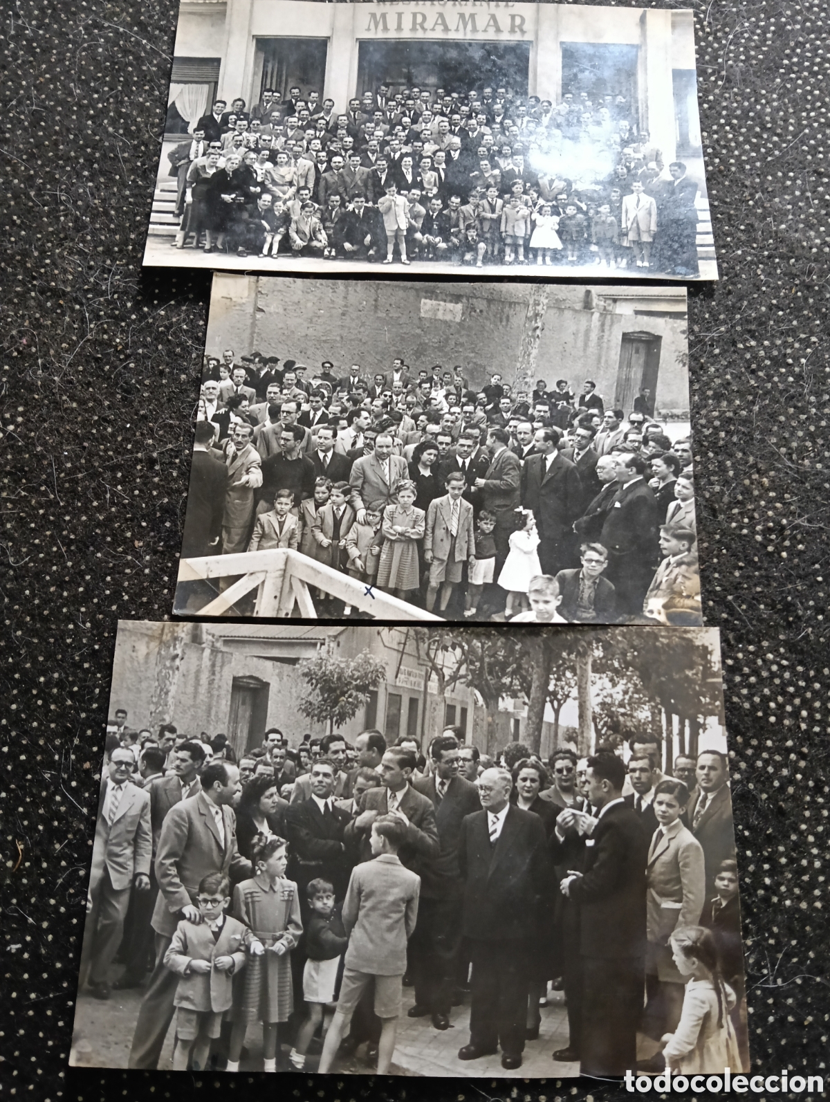 Fotograf&iacute;a antigua: Tres fotograf&iacute;as del Homenaje del profesor Guillermo Garc&iacute;a L&oacute;pez 27 de mayo de 1948 en el colegio d