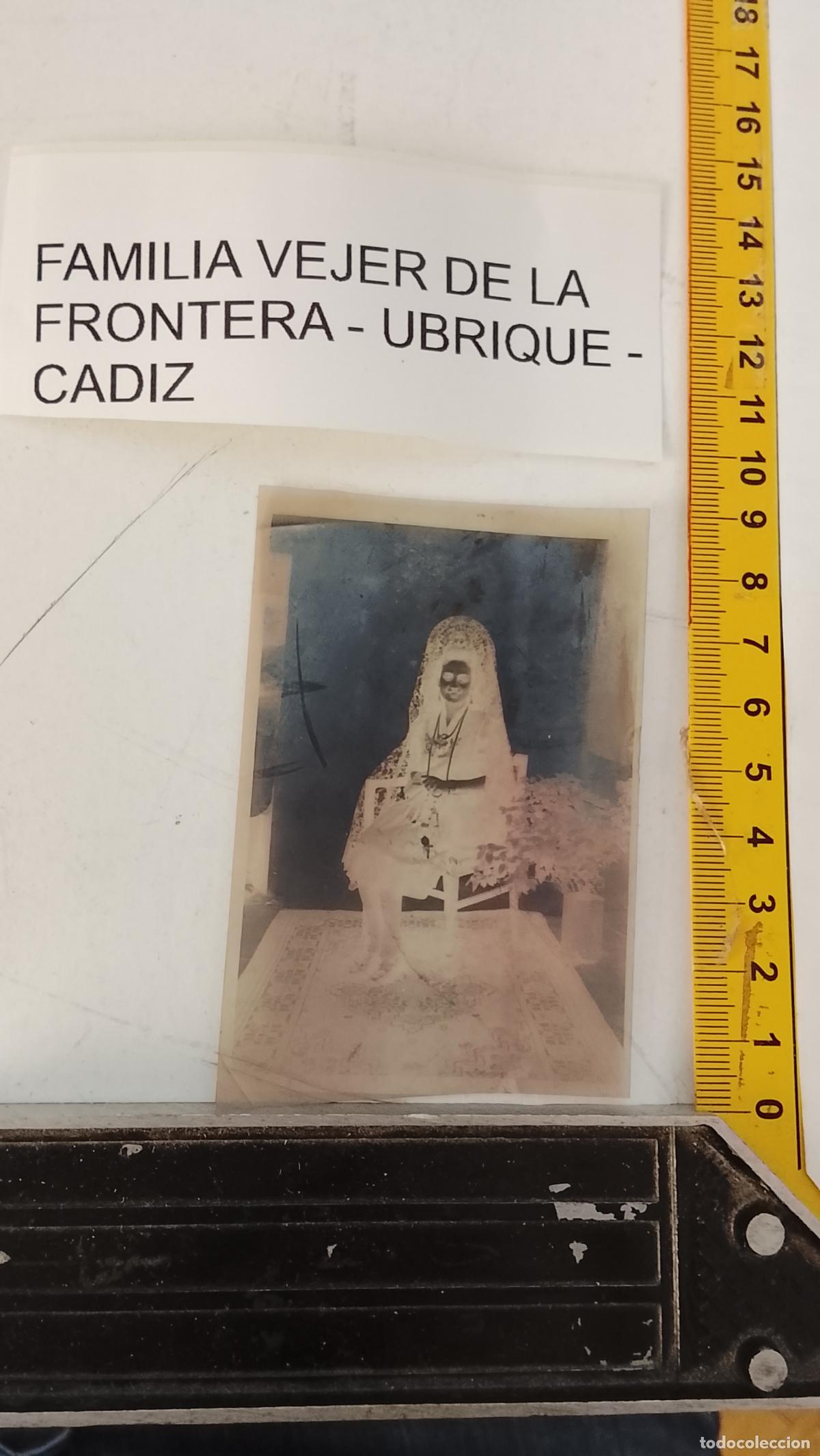 Fotograf&iacute;a antigua: FOTOGRAFIA ANTIGUA VEJER DE LA FRONTERA CADIZ - FAMILIA VEJER UBRIQUE - ES NEGATIVO MUJER MANTILLA