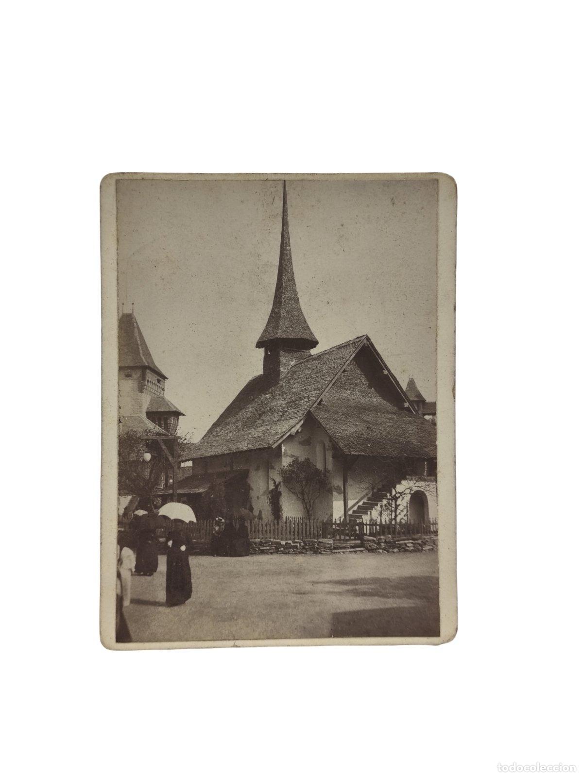 Fotograf&iacute;a antigua: Fotograf&iacute;a Antigua Original. Exposici&oacute;n Universal. Par&iacute;s. 1900. Pueblo Suizo. Village Suisse Iglesia