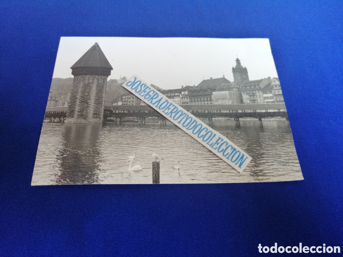 Fotograf&iacute;a antigua: LUCERNA (SUIZA) EL PUENTE DE LA CAPILLA FOTOGRAF&Iacute;A ANTIGUA SIGLO PASADO