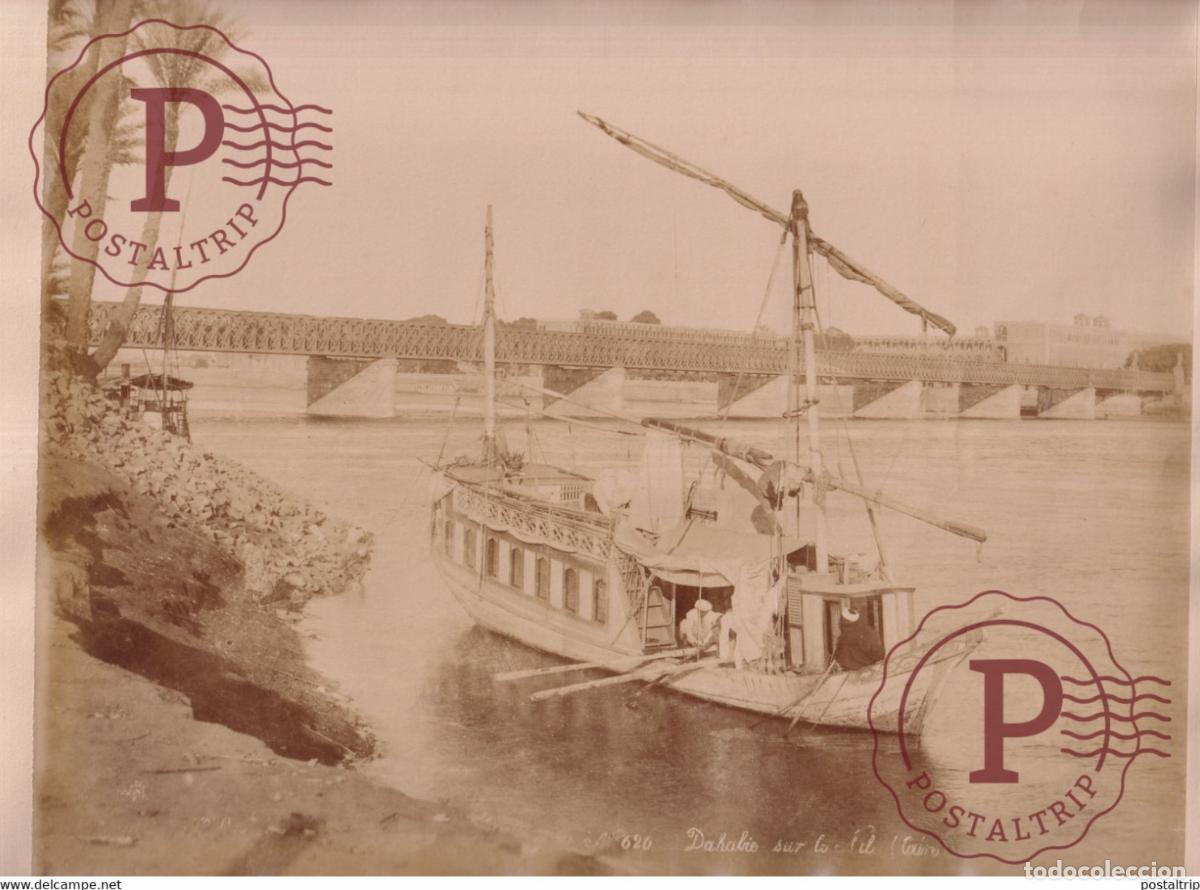 Alte Fotografie: DAHABIE SUR LE NIL EGYPTE EGIPTO EGYPT ALBUMEN PRINT 28 *22 CM Ancienne PHOTOGRAPHIE