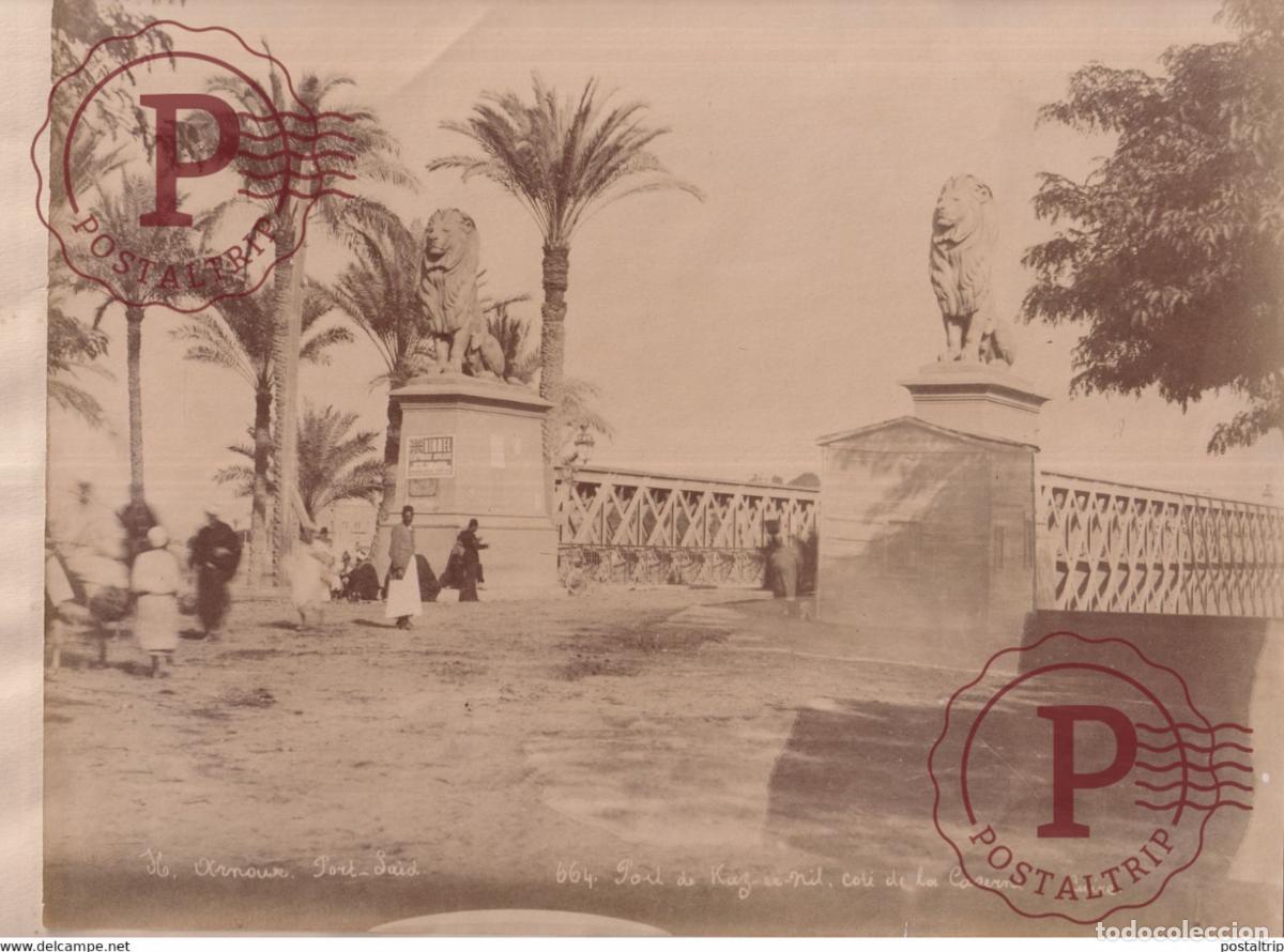 Alte Fotografie: H ARNOUX PHOTOGRAPHER PORT SAID PONT KAZ ER NIL CASER EGYPTE EGIPTO EGYPT ALBUMEN PRINT 28 *22 CM A