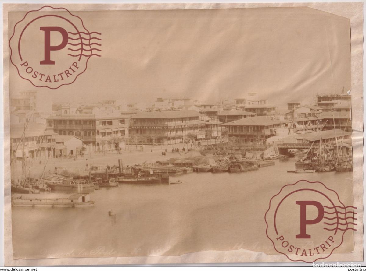 Alte Fotografie: H ARNOUX PORT SAID DUAI DE LA POSTE EGYPTE EGIPTO EGYPT ALBUMEN PRINT 27 *20 CM Ancienne PHOTOGRAPH
